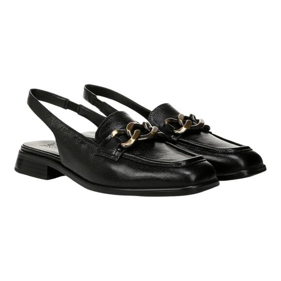 Naturalizer Women's Frances Leather Slingback Chain Detail Loafers Black Size 9 - Picture 1 of 4